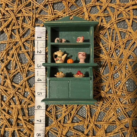 Dollhouse Miniature Kitchen Cabinet Bookcase Shelf Tea and Baked Goods Wooden - Picture 2 of 6